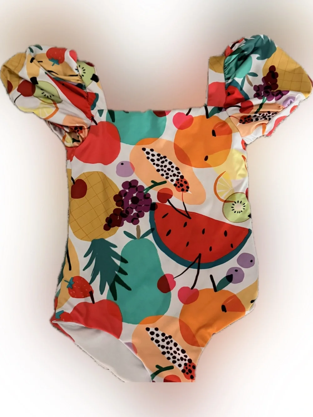 Girls' Fruit-Print Ruffle Strap Swimsuit in Multicolor